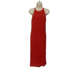 House of Harlow Orange Knit Crochet Sleeveless Midi Dress Womens Sz‎ Small Boho